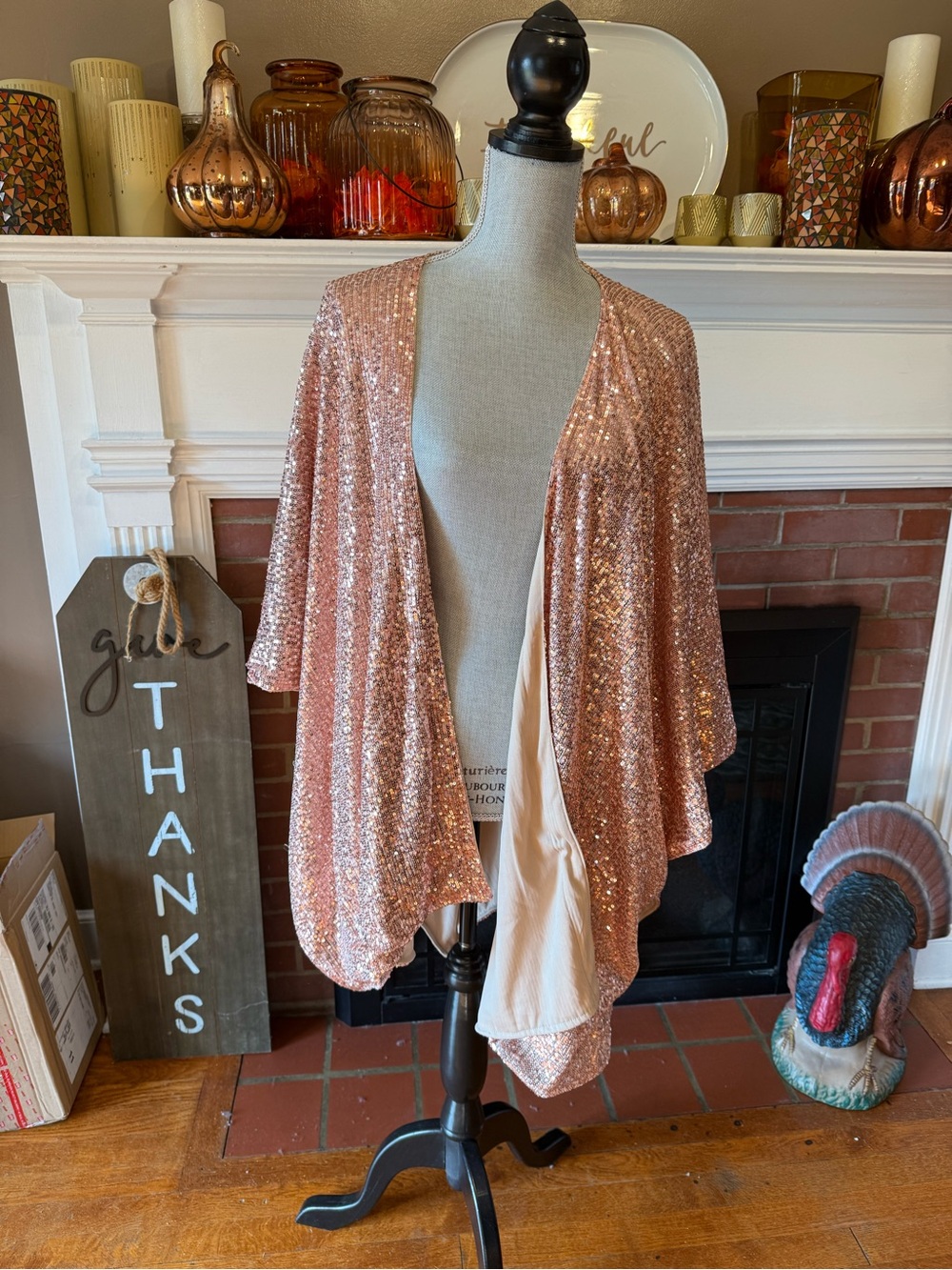 torrid Rose Gold Sequin Kimono-Style Cardigan